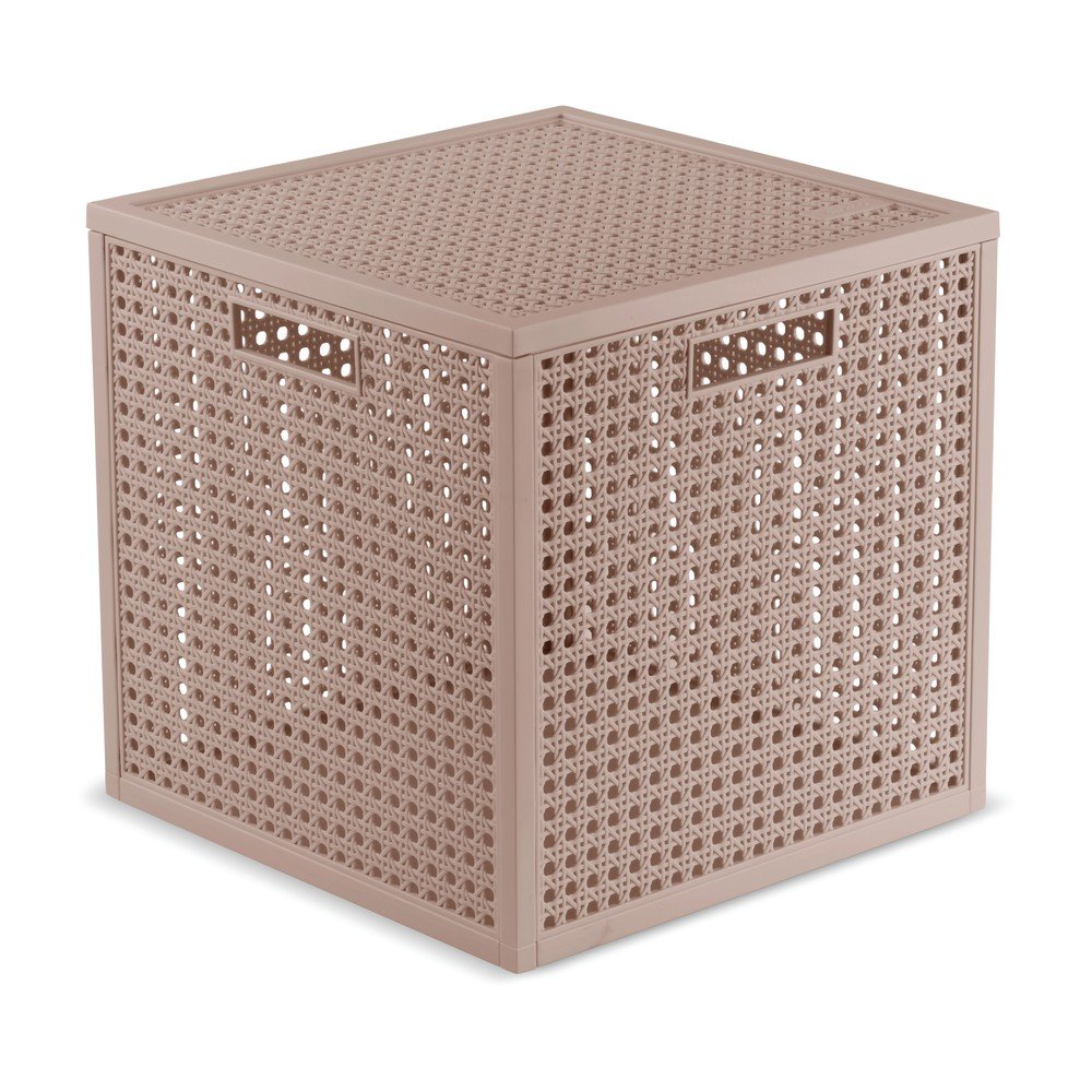 Cutie de depozitare roz prăfuit din plastic reciclat cu capac 28x28x28 cm Kaya Cube – Curver