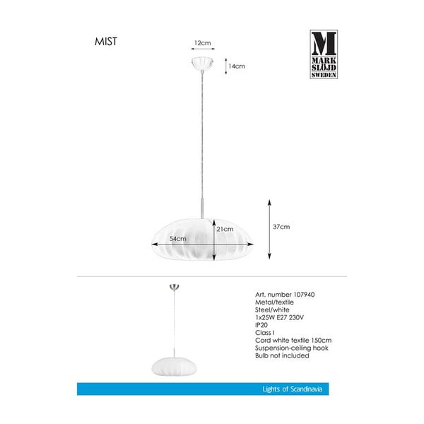 Lustră Markslöjd Mist 1L, alb-image-3