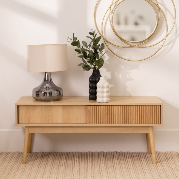 Comodă TV în culoare naturală 115x48x40 cm Naroa – Casa Selección-image-1