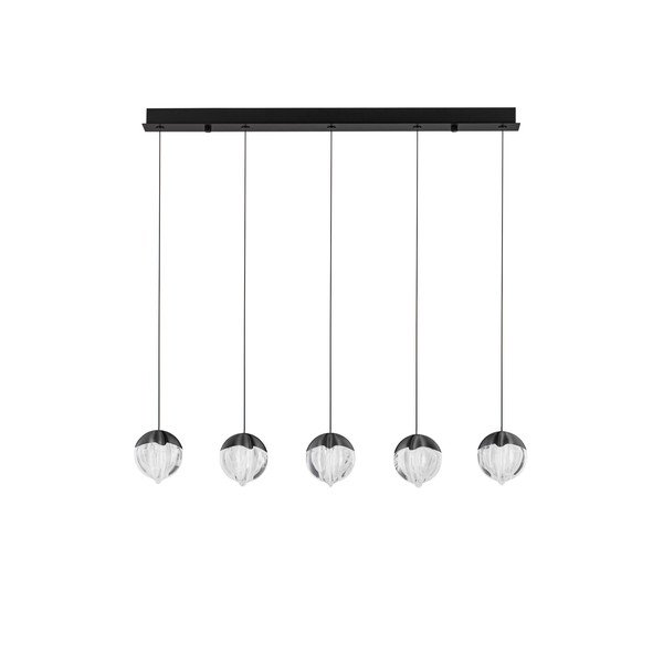Lustră negru-mat LED cu intensitate reglabilă din aluminiu cu abajur din sticlă Alicia – Nova Luce