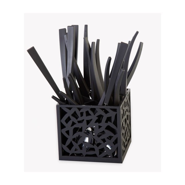 Set 24 tacâmuri cu suport Vialli Design Mia, negru-image-2