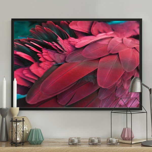 Poster DecoKing Feathers Red, 100 x 70 cm-image-1
