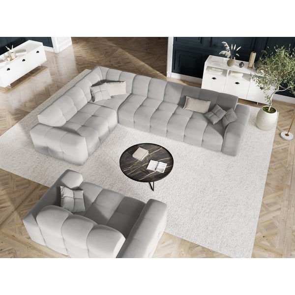 Canapea gri deschis cu tapițerie din catifea 156 cm Kendal – Micadoni Home-image-1