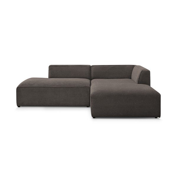 Colțar modular maro cu tapițerie din catifea reiată  (cu colț pe partea dreaptă/în formă de ”L”) Megeve – Bobochic Paris