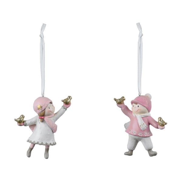 Set 2 decorațiuni suspendate de Crăciun Ego Dekor Playful, roz crem alb