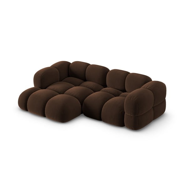 Colțar maro închis cu tapițerie din catifea (cu colț pe partea stângă/cu șezlong) Loretto – Cosmopolitan Design-image-3