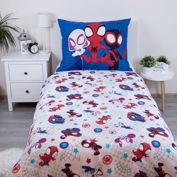 Lenjerie de pat pentru copii albastră din bumbac pentru pat de o persoană 140x200 cm Spidey – Jerry Fabrics-image-2