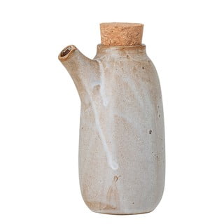 Ulcior din gresie ceramică cu dop Bloomingville Masami, 600 ml, bej-alb
