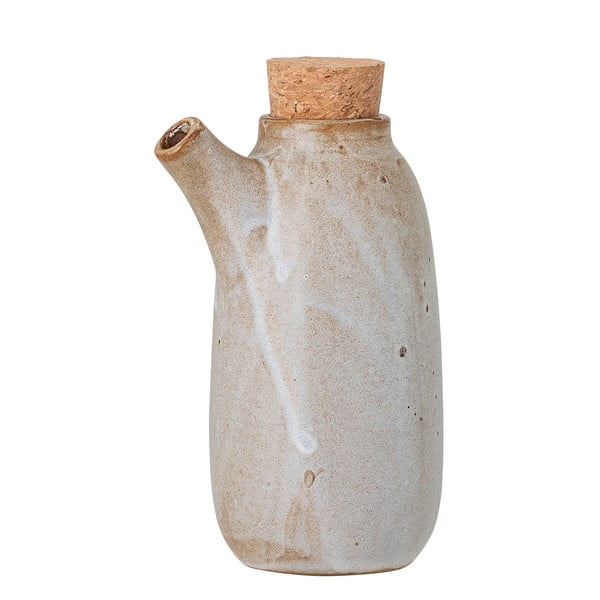 Ulcior din gresie ceramică cu dop Bloomingville Masami, 600 ml, bej-alb