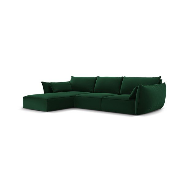 Colțar verde închis cu tapițerie din catifea (cu colț pe partea stângă, cu șezlong) Vanda – Mazzini Sofas-image-2