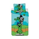 Lenjerie de pat pentru copii verde-albastră din bumbac pentru pat de o persoană 140x200 cm Minecraft "Mobs Here" – Jerry Fabrics