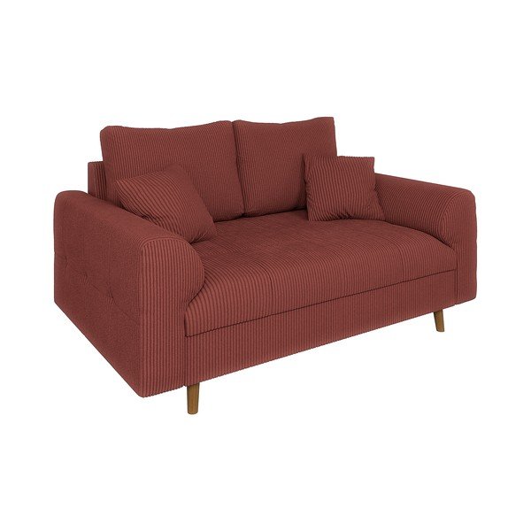 Canapea cărămizie cu tapițerie din catifea reiată  150 cm Ariella – Ropez