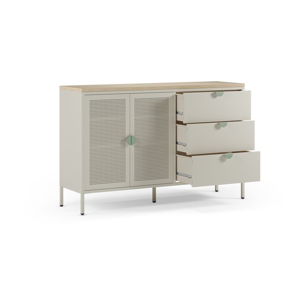 Comodă crem/în culoare naturală din metal 140x90x40 cm Sayla – Marckeric-image-2