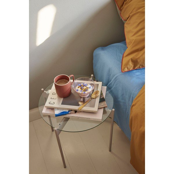 Măsuță auxiliară rotundă cu blat din sticlă ø 45 cm Beam – Hübsch-image-4