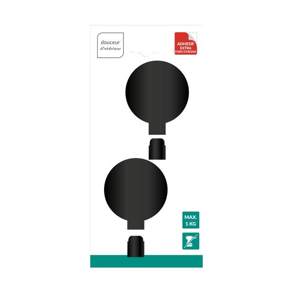 Cârlige negru-mat 2 buc. autoadezive din metal Fixeo – douceur d'intérieur-image-2