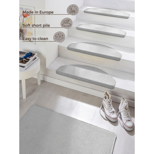 Covorașe pentru scări gri cu bandă adezivă 15 buc. 23x65 cm Fancy – Hanse Home-image-4