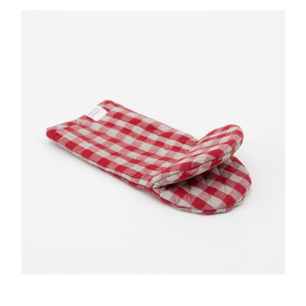 Mănușă de bucătărie din in Red Gingham – Linen Tales