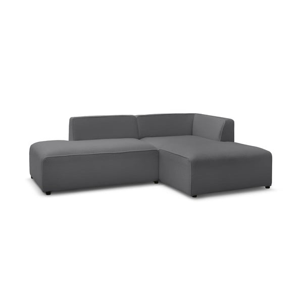 Colțar modular gri închis cu tapițerie din țesătură bouclé (cu colț pe partea dreaptă/în formă de ”L”) Megeve – Bobochic Paris-image-3
