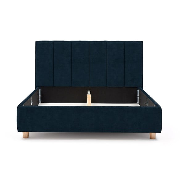 Pat dublu cu spațiu pentru depozitare și somieră ProSpánek Wega, 160 x 200 cm, albastru închis-image-3