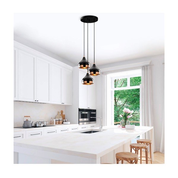Lustră de 3 becuri Opviq lights Yildo, negru-arămiu-image-1