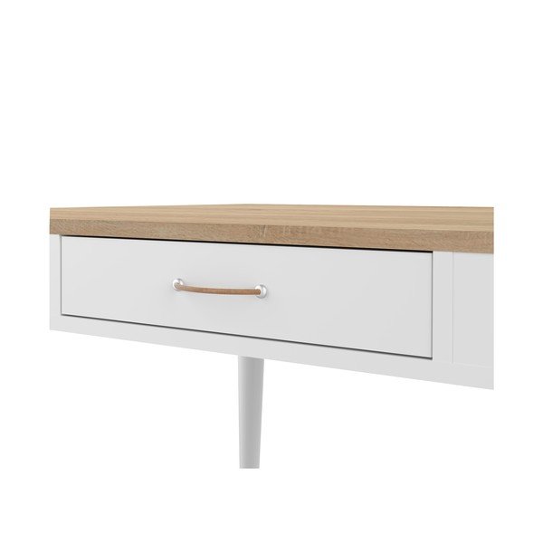 Birou alb cu blat cu aspect de stejar 134x59 cm - TemaHome -image-4