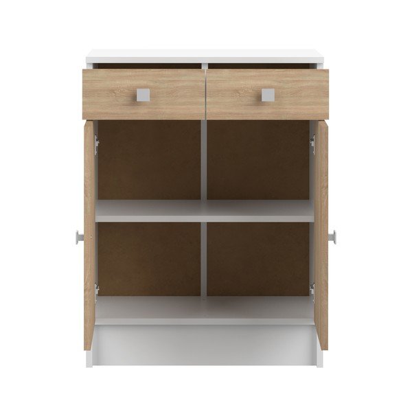Dulap de baie scund alb cu aspect de stejar 60x82 cm Combi - TemaHome -image-3