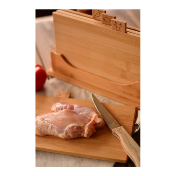 Set 4 tocătoare din bambus cu suport Bambum Tapenade-image-1