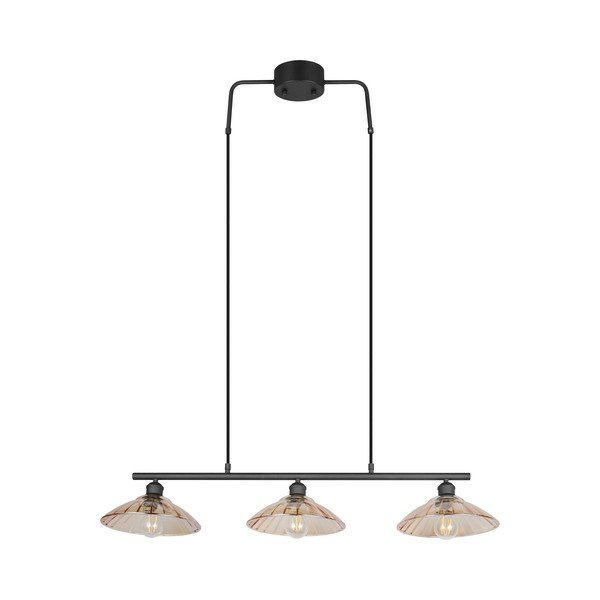 Lustră neagră/chihlimbar din metal cu abajur din sticlă Eluna – Reality