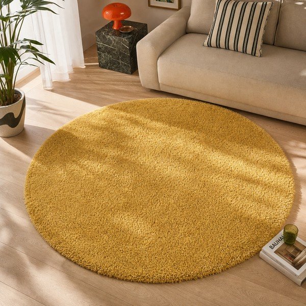 Covor rotund Universal Aqua Liso, ø 100 cm, galben-image-4