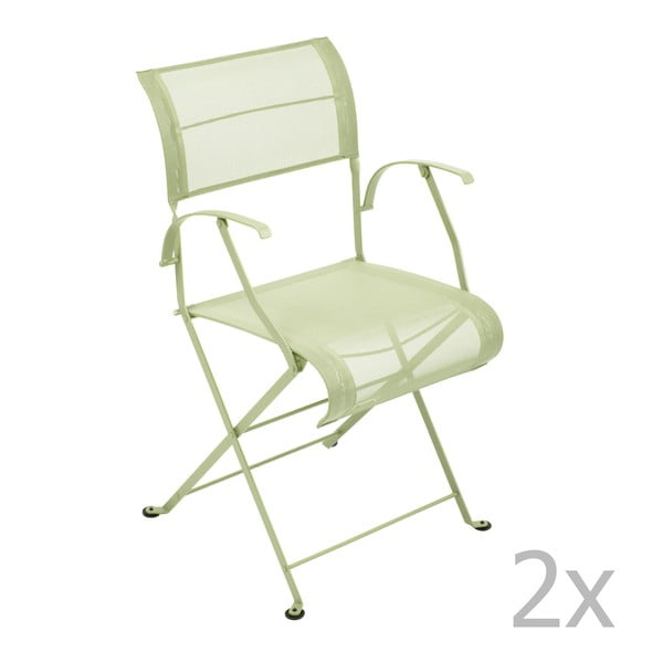 Set 2 scaune pliante cu mânere Fermob Dune, verde deschis