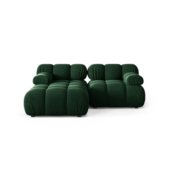 Colțar modular verde închis cu tapițerie din catifea (cu colț pe partea stângă/cu șezlong) – Micadoni 
