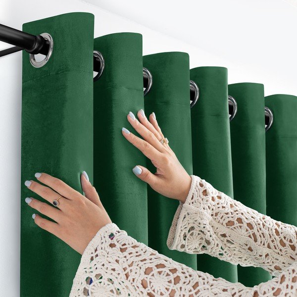 Draperie verde dimout (semi-opacă) din catifea 265x250 cm Velto – Filumi-image-2