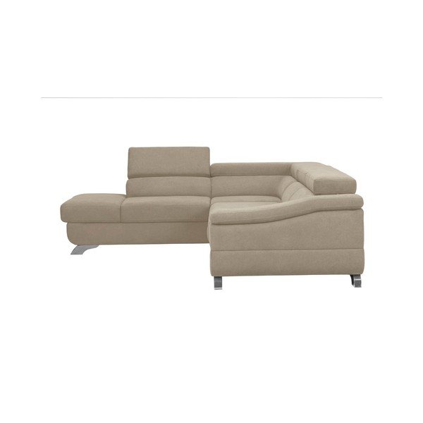 Colțar extensibil cu tapițerie de catifea și șezlong pe partea dreaptă Windsor & Co Sofas Gamma, maro-gri-image-3