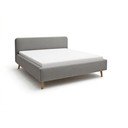 Pat matrimonial gri tapițat cu spațiu de depozitare cu somieră 180x200 cm Mattis – Meise Möbel