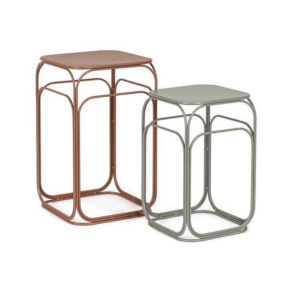 Măsuțe de cafea gri/teracotă 2 buc. din metal 36x36 cm Clarity – Bizzotto-image-2
