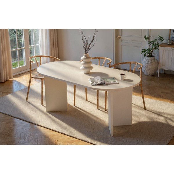 Masă de dining cu aspect semi-lucios 89,5x180 cm Sablin – Kalune Design-image-1