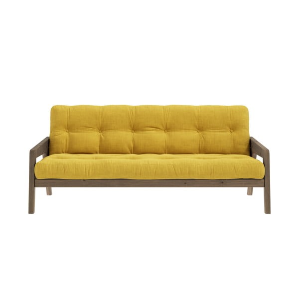 Canapea galbenă extensibilă cu tapițerie din catifea reiată 204 cm Grab - Karup Design
