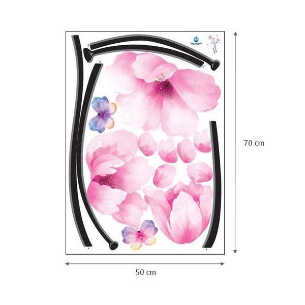 Set autocolante Ambiance Pink Flowers And Butterflies-image-1