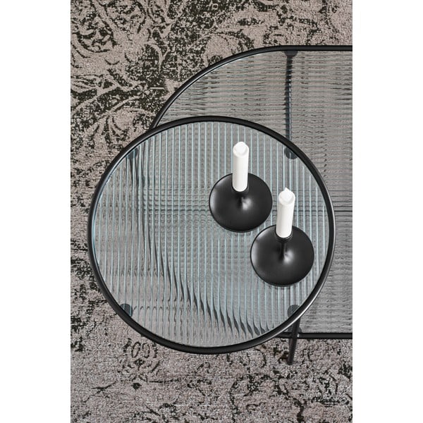 Măsuță de cafea cu blat din sticlă Teulat Nix, negru-image-1