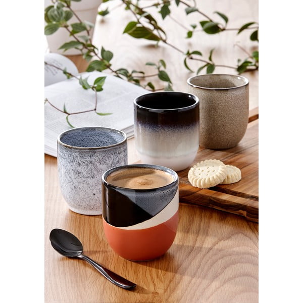 Cană din gresie Ladelle Cafe, 300 ml, alb-negru-image-2