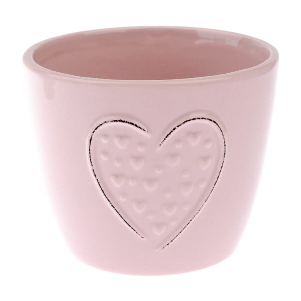Ghiveci din ceramică Dakls Hearts Dots, înălțime 10 cm, roz