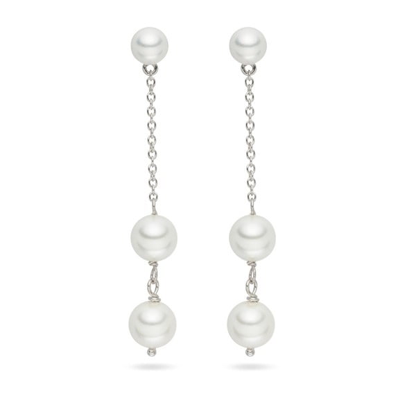 Cercei cu perle albe Pearls Of London Romance, 5.5 cm