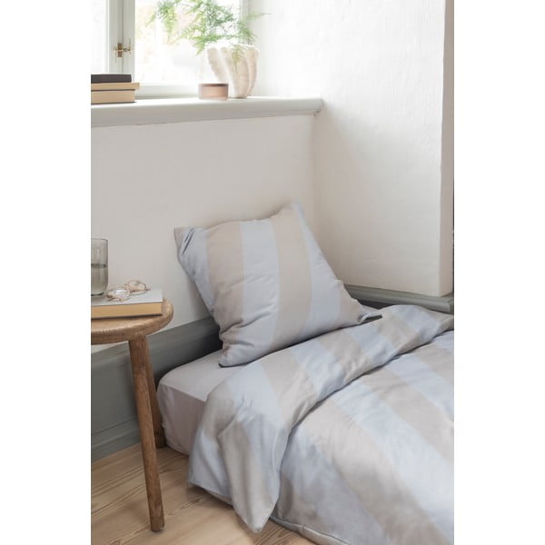 Lenjerie de pat gri deschis/bej din bumbac satinat pentru pat dublu/extinsă 200x220 cm Diagonal – Mette Ditmer Denmark-image-1