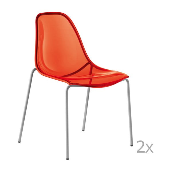 Set 2 scaune Pedrali Dream, roșu transparent