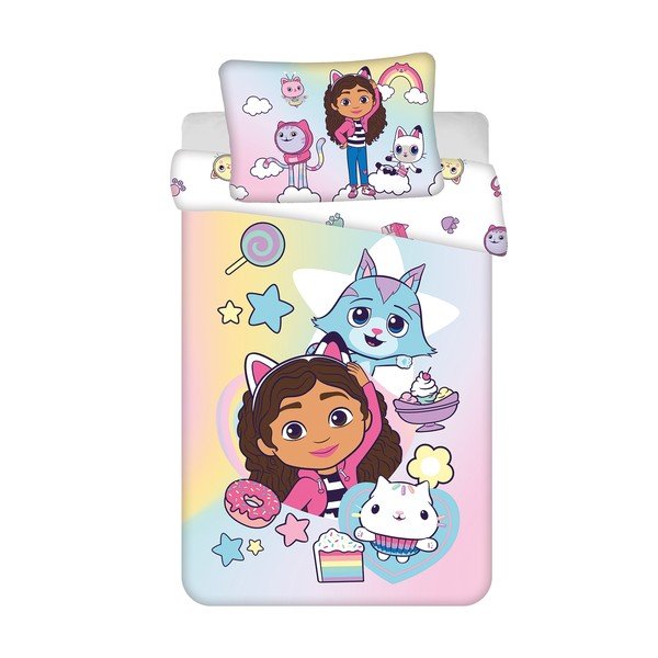 Lenjerie de pat pentru copii din bumbac pentru pătuț 100x135 cm Gabby's Dollhouse "Sugar Dream" – Jerry Fabrics