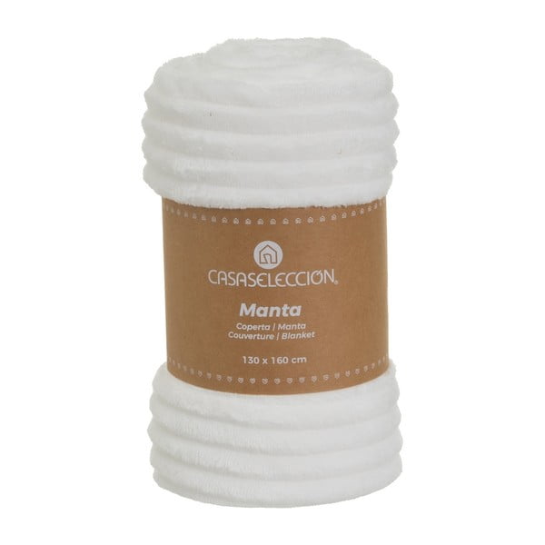 Pătură albă din micropluș-cocolino 130x160 cm Fur Velvet – Casa Selección-image-4