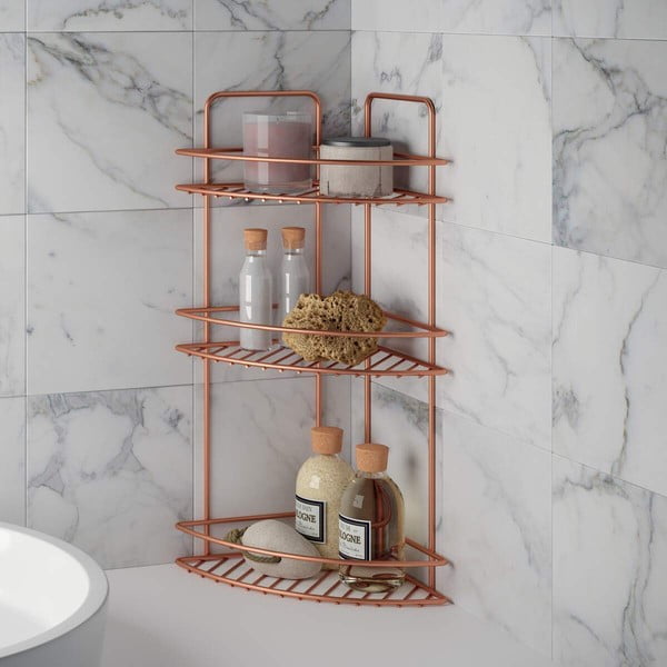 Etajeră pe colț cu 3 rafturi pentru baie Metaltex Copper-image-1