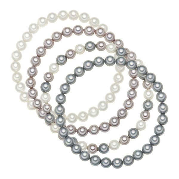 Brățară cu 4 rânduri și cu perle gri albe Perldesse Muschel, ⌀ 6 mm, lungime 19 cm