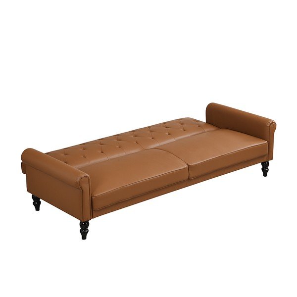Canapea maro coniac reglabilă/extensibilă cu tapițerie din imitație de piele 222 cm Tyne – Støraa-image-4