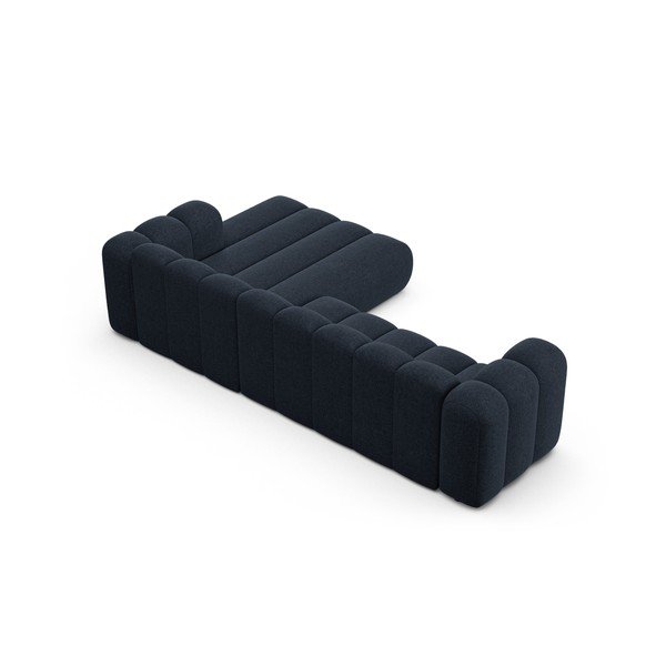 Colțar albastru închis cu tapițerie din chenille (cu colț pe partea dreaptă/cu șezlong) Lupine – Micadoni -image-3